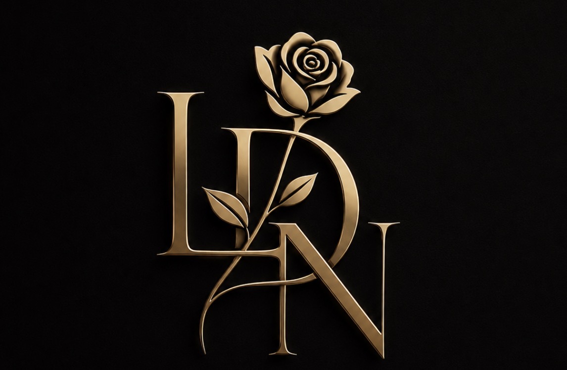Logo LDN, monogramme doré à la rose